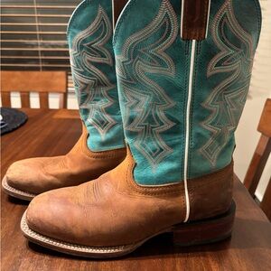 Justin Boots Teal and Brown Heeled Boots